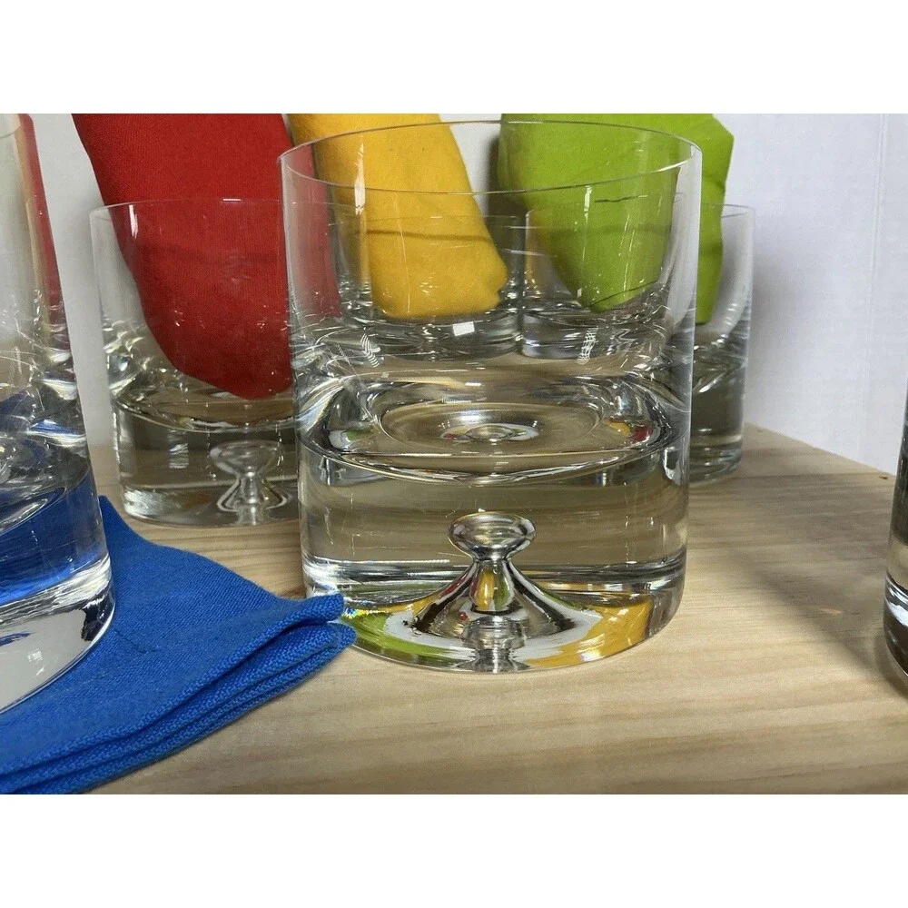 HTF CRATE & BARREL POLAND CLEAR KROSNO BUBBLE DOF GLASS Set Of 6